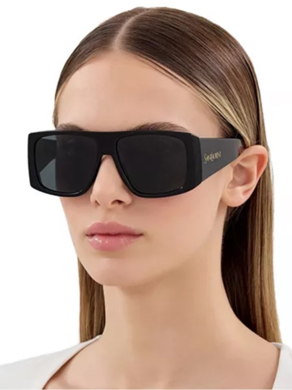 Saint Laurent Black Rectangular 56mm Visor Sunglasses